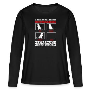 Hundetraining ERZIEHUNG MEINES NEUFUNDLÄNDERS - Frauen Premium Bio Langarmshirt - Schwarz - Vorne - Julia (174cm)