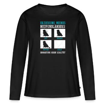 Hundetraining ERZIEHUNG MEINES NEUFUNDLÄNDERS - Frauen Premium Bio Langarmshirt - Schwarz - Vorne - Julia (174cm)