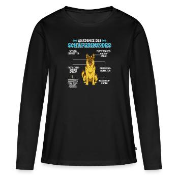 Deutscher Schäferhund ANATOMIE DES SCHÄFERHUNDES - Frauen Premium Bio Langarmshirt - Schwarz - Vorne - Julia (174cm)