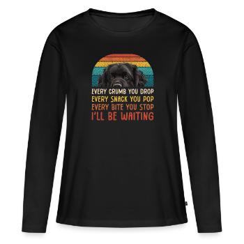 Newfie CHAQUE MIETTE QUE VOUS LAISSEZ TOMBER, CHAQUE COLLATION QUE VOUS FAITES ÉCLATER - T-shirt manches longues Premium bio Femme - noir - Devant - Julia (174cm)