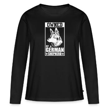 Deutscher Schäferhund OWNED BY GERMAN SHEPHERD - Frauen Premium Bio Langarmshirt - Schwarz - Vorne - Julia (174cm)