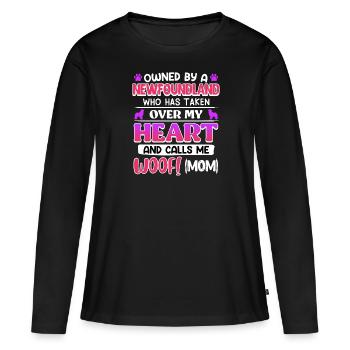 Hundemama OWNED BY A NEWFOUNDLAND Hundebesitzerin - Frauen Premium Bio Langarmshirt - Schwarz - Vorne - Julia (174cm)