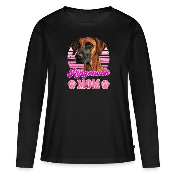 RIDGEBACK MAMA Rhodesian Ridgeback Hundemama - Frauen Premium Bio Langarmshirt - Schwarz - Vorne - Julia (174cm)