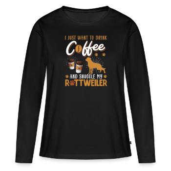 Rotti Propriétaire ENVIE DE BOIRE DU CAFÉ AVEC - T-shirt manches longues Premium bio Femme - noir - Devant - Julia (174cm)