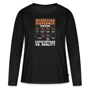 RHODESIAN RIDGEBACK TRAINING Lustiges Ridgeback - Frauen Premium Bio Langarmshirt - Schwarz - Vorne - Julia (174cm)