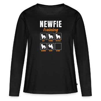 NEWFIE TRAINING Neufundländer Hundebesitzer - Frauen Premium Bio Langarmshirt - Schwarz - Vorne - Julia (174cm)