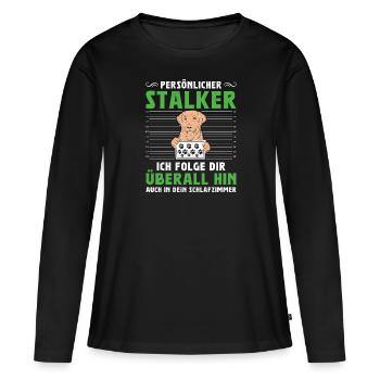 Propriétaire du Labrador PERSONAL STALKER Drôle - T-shirt manches longues Premium bio Femme - noir - Devant - Julia (174cm)