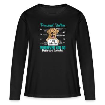 Labrador Fan PERSONAL STALKER Drôle - T-shirt manches longues Premium bio Femme - noir - Devant - Julia (174cm)