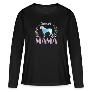 BOXER MOM Boxer allemand Chien Maman Boxer Boxer - T-shirt manches longues Premium bio Femme - noir - Devant - Julia (174cm)