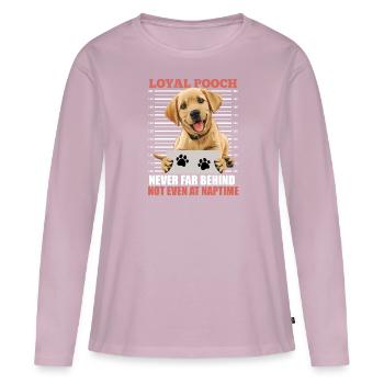 Labrador Lover FIDÈLE COMPAGNON Labrador - T-shirt manches longues Premium bio Femme - rose poudré - Devant - Julia (174cm)
