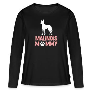 MALINOIS MAMI Chien Maman Berger Belge - T-shirt manches longues Premium bio Femme - noir - Devant - Julia (174cm)
