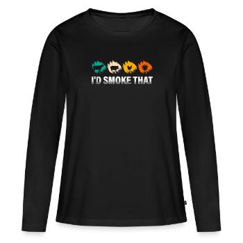Grillliebhaber I'd Smoke That Fleischesser - Frauen Premium Bio Langarmshirt - Schwarz - Vorne - Julia (174cm)