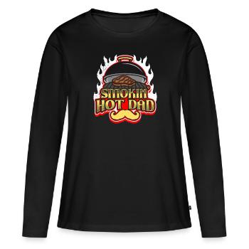 Grillmeister SMOKING HOT DAD Fleischesser Papa - Frauen Premium Bio Langarmshirt - Schwarz - Vorne - Julia (174cm)