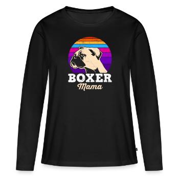 BOXER MOM Boxer allemand Chien Maman Boxer Boxer - T-shirt manches longues Premium bio Femme - noir - Devant - Julia (174cm)