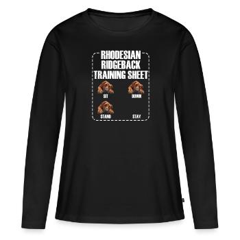 RHODESIAN RIDGEBACK TRAINING SHEET Ridgeback - Frauen Premium Bio Langarmshirt - Schwarz - Vorne - Julia (174cm)