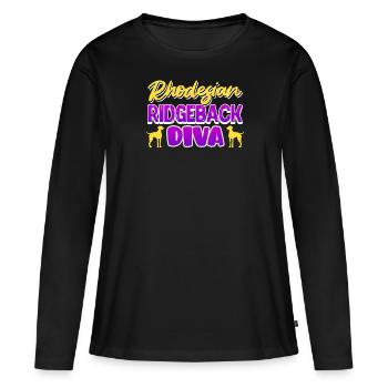 RHODESIAN RIDGEBACK DIVA Ridgeback Frauen - Frauen Premium Bio Langarmshirt - Schwarz - Vorne - Julia (174cm)