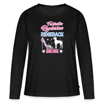 Ridgeback Frauen FANTASTIC RHODESIAN RIDGEBACK - Frauen Premium Bio Langarmshirt - Schwarz - Vorne - Julia (174cm)