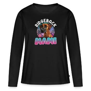 RIDGEBACK MAMI Rhodesian Ridgeback Besitzerin - Frauen Premium Bio Langarmshirt - Schwarz - Vorne - Julia (174cm)