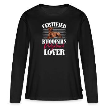 Ridgeback Besitzer RHODESIAN RIDGEBACK LIEBHABER - Frauen Premium Bio Langarmshirt - Schwarz - Vorne - Julia (174cm)
