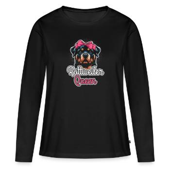 ROTTWEILER QUEEN Rottie Propriétaire Rotti Femmes Rotti - T-shirt manches longues Premium bio Femme - noir - Devant - Julia (174cm)