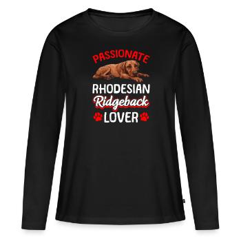 Ridgeback PASSIONATE RHODESIAN RIDGEBACK LOVER - Frauen Premium Bio Langarmshirt - Schwarz - Vorne - Julia (174cm)