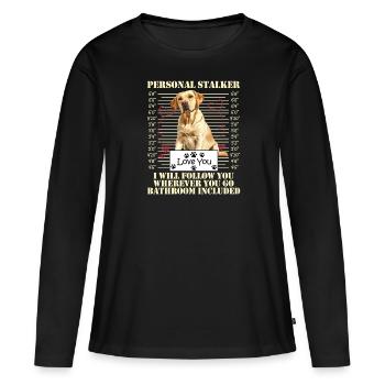 Labrador Chien PERSONAL STALKER JE TE SUIVRAI - T-shirt manches longues Premium bio Femme - noir - Devant - Julia (174cm)