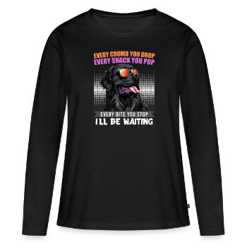 Terre-Neuve CHAQUE MIETTE QUE TU DÉPOSES, JE T’ATTENDRAI - T-shirt manches longues Premium bio Femme - noir - Devant - Julia (174cm)