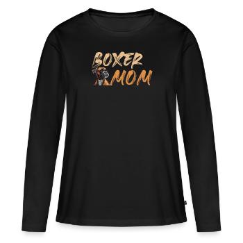BOXER MOM Hundebesitzerin Deutscher Boxer - Frauen Premium Bio Langarmshirt - Schwarz - Vorne - Julia (174cm)