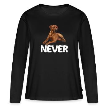 Rhodesian Ridgeback NEVER Sture Ridgebacks - Frauen Premium Bio Langarmshirt - Schwarz - Vorne - Julia (174cm)
