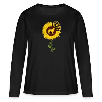 BOXER MOM Boxer allemand Chien Maman Boxer Boxer - T-shirt manches longues Premium bio Femme - noir - Devant - Julia (174cm)
