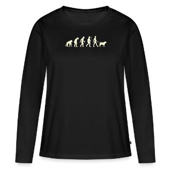 Labrador Fan LABRADOR EVOLUTION Drôle de labrador - T-shirt manches longues Premium bio Femme - noir - Devant - Julia (174cm)
