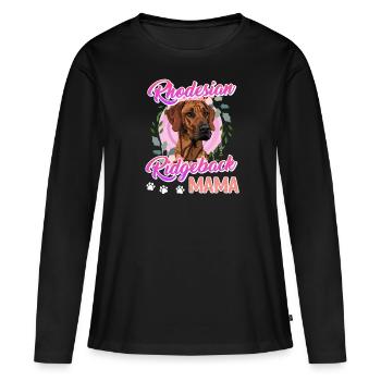RHODESIAN RIDGEBACK MAMA Hundefan Ridgeback - Frauen Premium Bio Langarmshirt - Schwarz - Vorne - Julia (174cm)