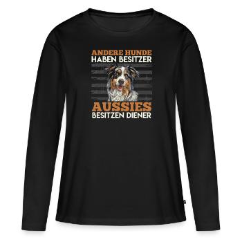 Aussie D’AUTRES CHIENS ONT DES PROPRIÉTAIRES LES AUSSIES ONT - T-shirt manches longues Premium bio Femme - noir - Devant - Julia (174cm)