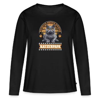 BRITISCH KURZHAAR KATZENPAPA Britisch Kurzhaar - Frauen Premium Bio Langarmshirt - Schwarz - Vorne - Julia (174cm)