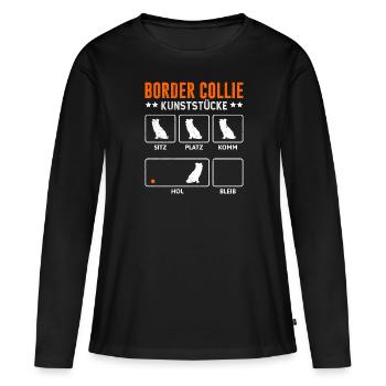 TOURS DE BORDER COLLIE Border Collie - T-shirt manches longues Premium bio Femme - noir - Devant - Julia (174cm)