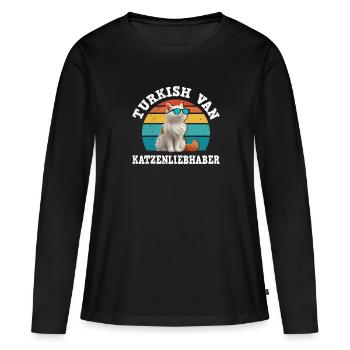 TURC VAN AMOUREUX DES CHATS Turc - T-shirt manches longues Premium bio Femme - noir - Devant - Julia (174cm)