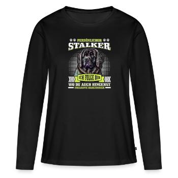 Newfie PERSONAL STALKER Drôle Terre-Neuve - T-shirt manches longues Premium bio Femme - noir - Devant - Julia (174cm)