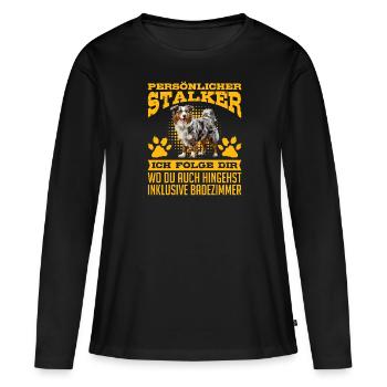 Berger Australien PERSONNEL STALKER Drôle - T-shirt manches longues Premium bio Femme - noir - Devant - Julia (174cm)