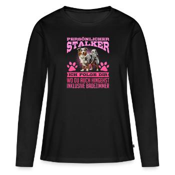 Berger Australien PERSONNEL STALKER Drôle - T-shirt manches longues Premium bio Femme - noir - Devant - Julia (174cm)