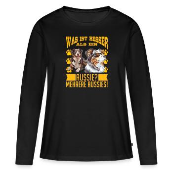 Aussie MIEUX QU’UN AUSSIE ? PLUSIEURS AUSTRALIENS ! - T-shirt manches longues Premium bio Femme - noir - Devant - Julia (174cm)