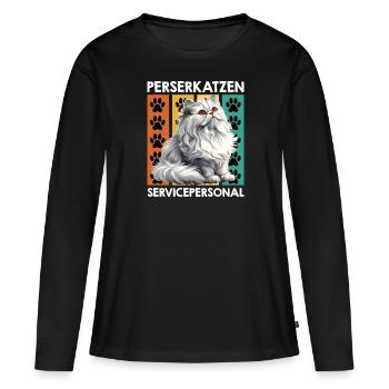 PERSERKATZEN SERVICEPERSONAL Lustiges Perser - Frauen Premium Bio Langarmshirt - Schwarz - Vorne - Julia (174cm)