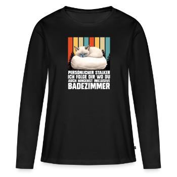 Chat siamois PERSONAL STALKER JE TE SUIS - T-shirt manches longues Premium bio Femme - noir - Devant - Julia (174cm)