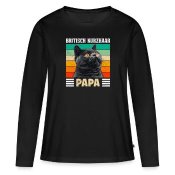 BRITISCH KURZHAAR KATZENPAPA Britisch Kurzhaar - Frauen Premium Bio Langarmshirt - Schwarz - Vorne - Julia (174cm)