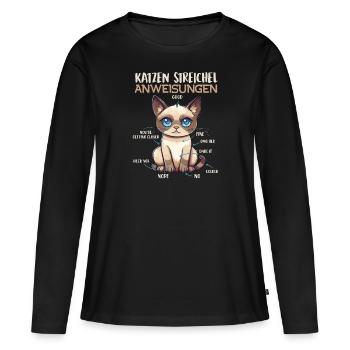 Chats siamois INSTRUCTIONS DE CARESSES Fun - T-shirt manches longues Premium bio Femme - noir - Devant - Julia (174cm)