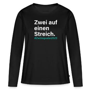 Twin dad TWO IN ONE FELL SWOOP TWIN DAD - T-shirt manches longues Premium bio Femme - noir - Devant - Julia (174cm)
