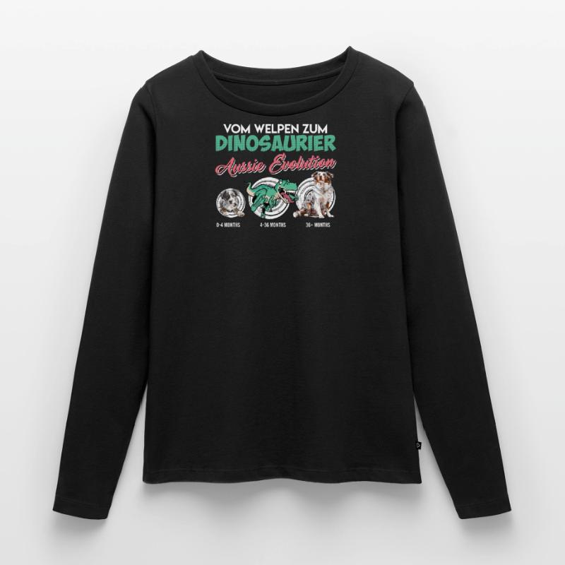 Aussie DU CHIOT AU DINOSAURE Évolution de l’Aussie T-shirt manches longues Premium bio Femme