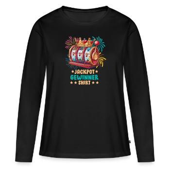 Machine à sous JACKPOT WINNER SHIRT 777 Casino - T-shirt manches longues Premium bio Femme - noir - Devant - Julia (174cm)
