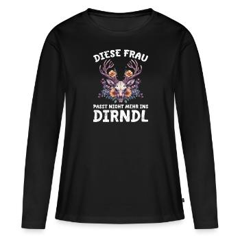 Dirndl zu klein Trachtenshirt Damen Trachten Dirndl - T-shirt manches longues Premium bio Femme - noir - Devant - Julia (174cm)
