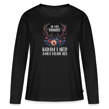 Dirndl zu klein Trachtenshirt Damen Trachten Dirndl - T-shirt manches longues Premium bio Femme - noir - Devant - Julia (174cm)