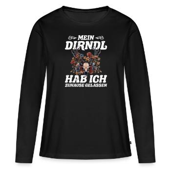 Heute ohne Dirndl Ersatz Dirndl Damen - Frauen Premium Bio Langarmshirt - Schwarz - Vorne - Julia (174cm)